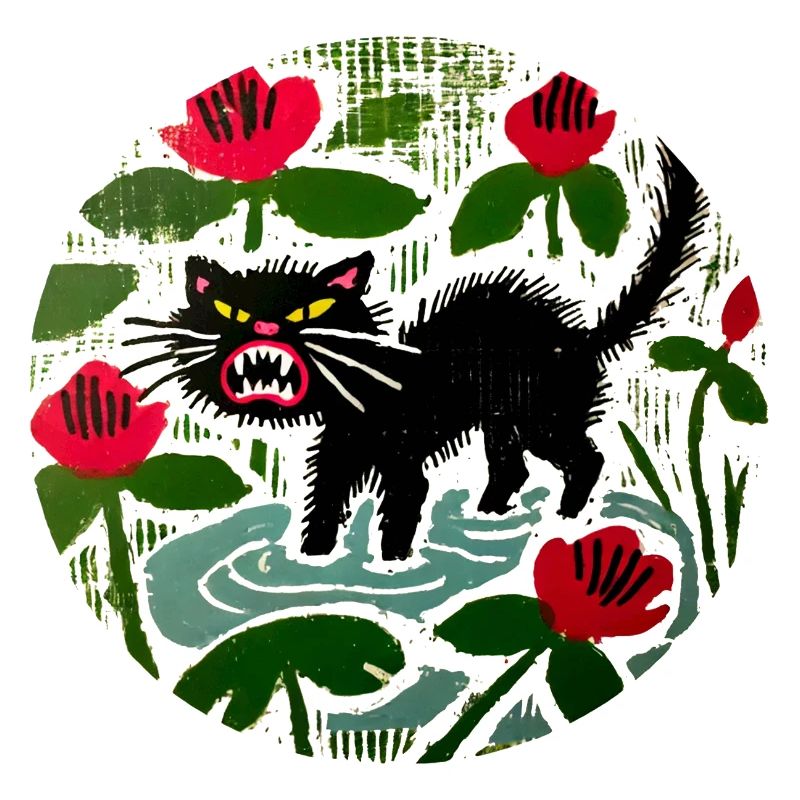 Schwarze Katze & Mohnblumen
