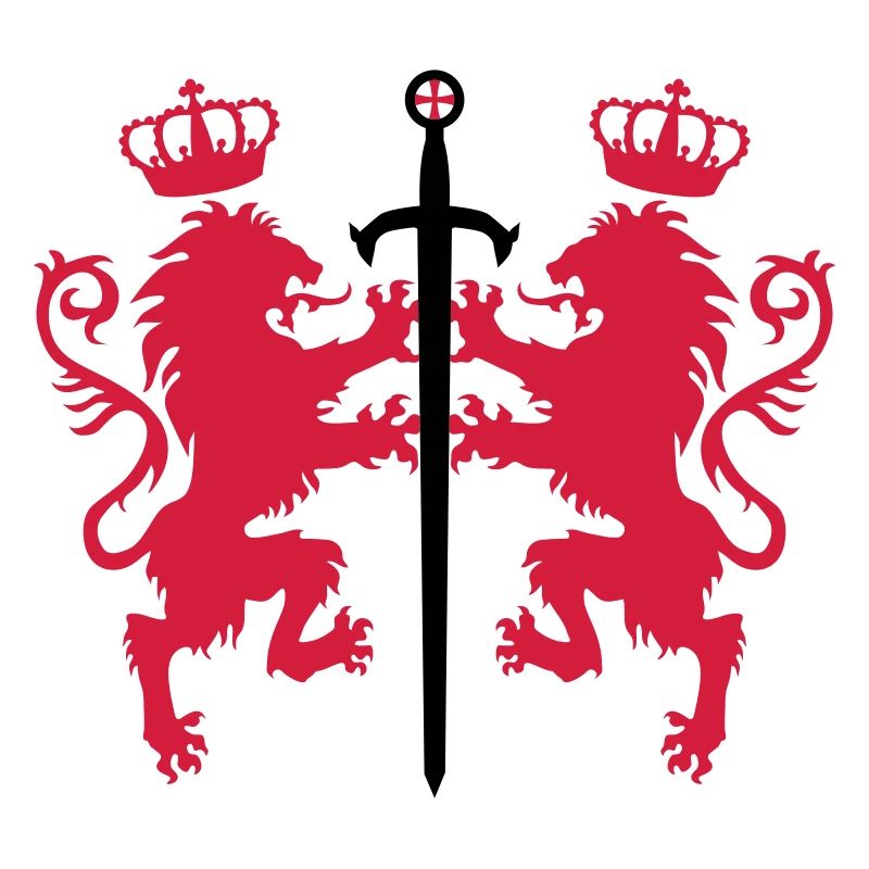 2 Loewen + sword crown heraldic animals 2c