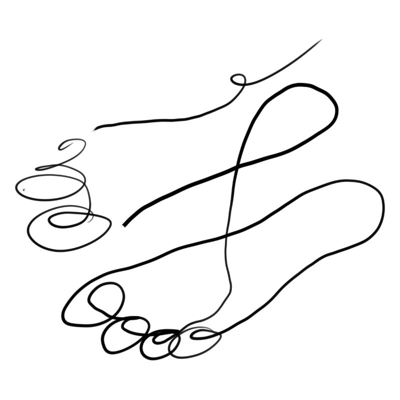 Barefoot paths go line art