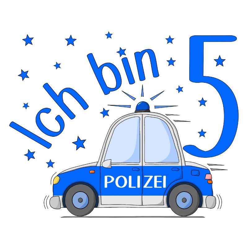 Polizeiauto Ich bin 5 Geburtstag Blau
