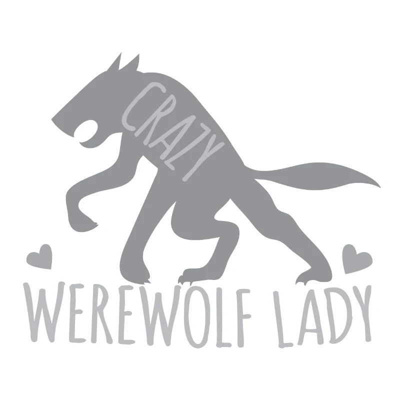 Crazy werewolf lady with grey walking wolf