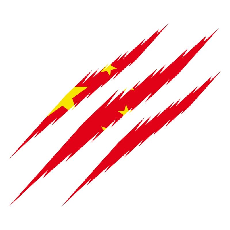 China Flag Scratch Cut Claws Scratch Asia