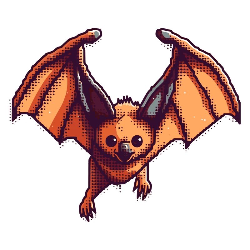 8 bit flying fox in retro and vintage pixel art