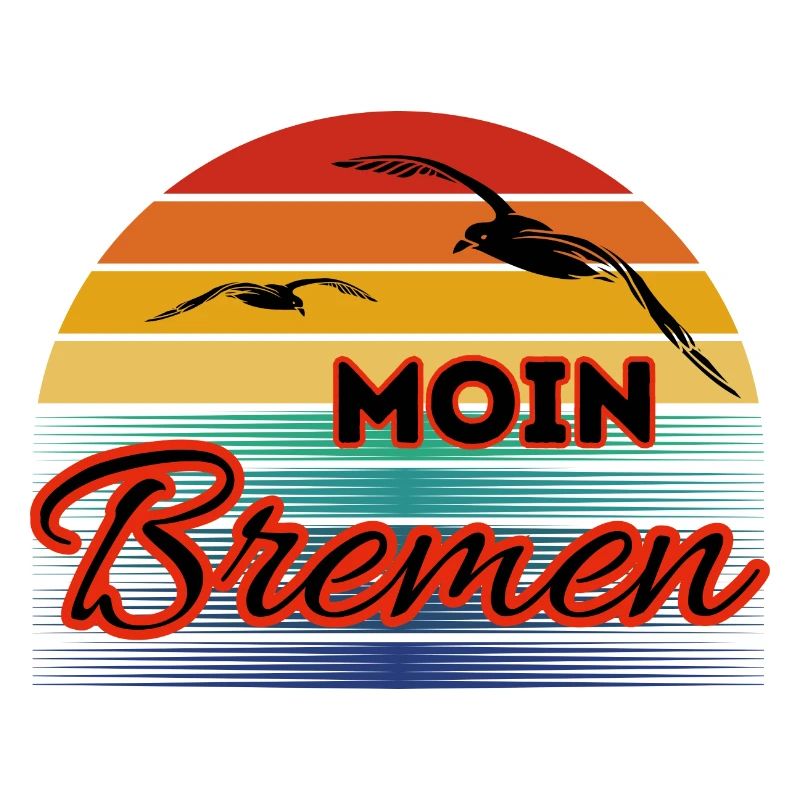 Moin Bremen avec mouette dans un style rétro
