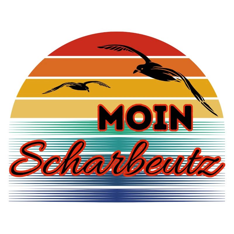 Moin Scharbeutz avec mouette dans le style rétro Scharbeutz