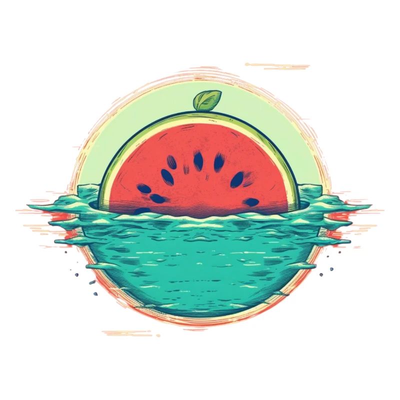 Pastèque dans la mer drôle d’art des melons