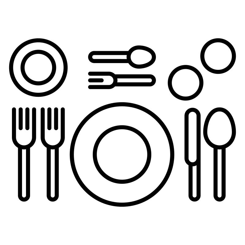 Place setting for a multi-course meal. Restaurant Icon