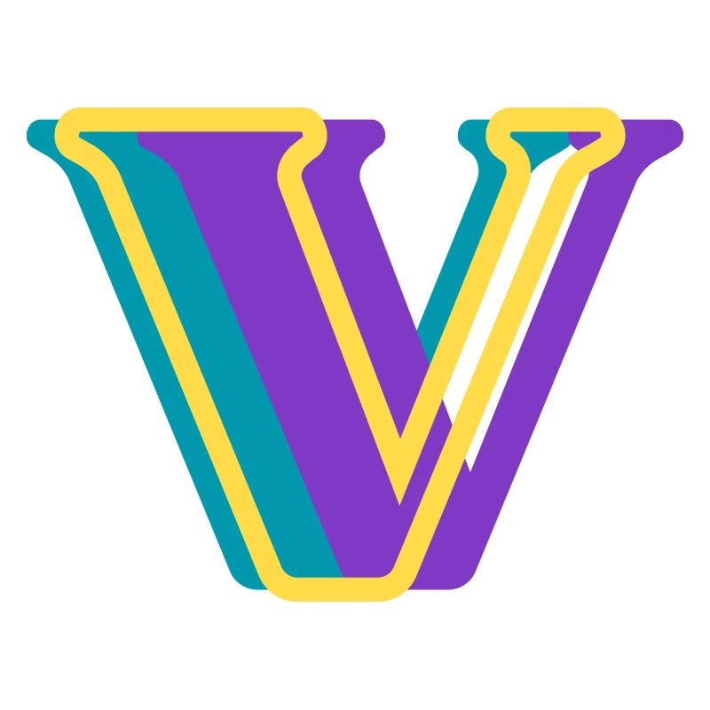 Multicolored letter V