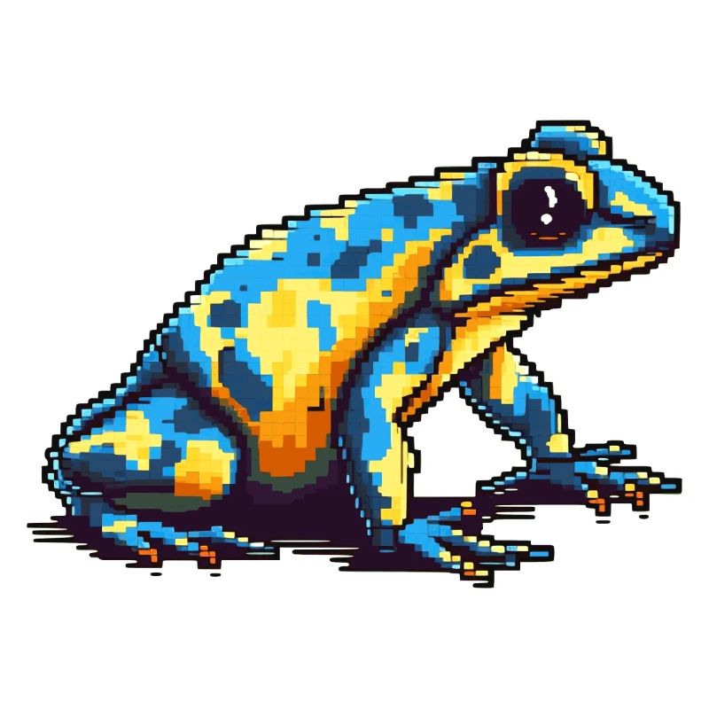 Bunter Pixel 8 Bit Pfeilgiftfrosch