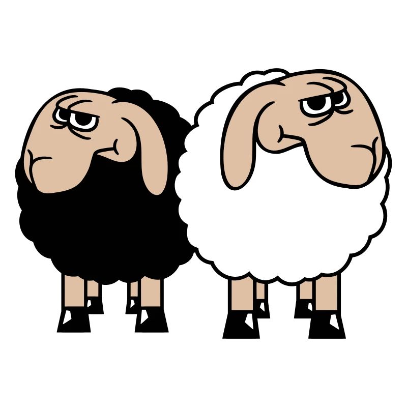 2 Sheep Look Skeptical Offended Friends Team