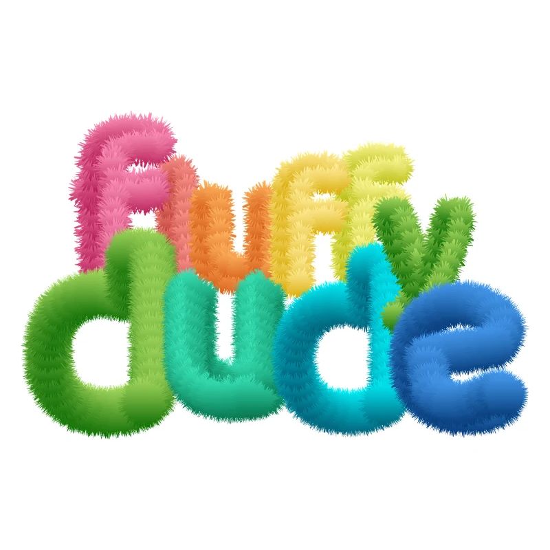 Fluffy Dude – Bunte 3D-Typografie mit plüschigem C