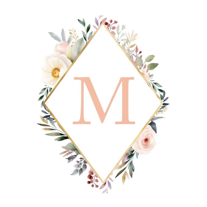 M Monogram, Floral, Boho