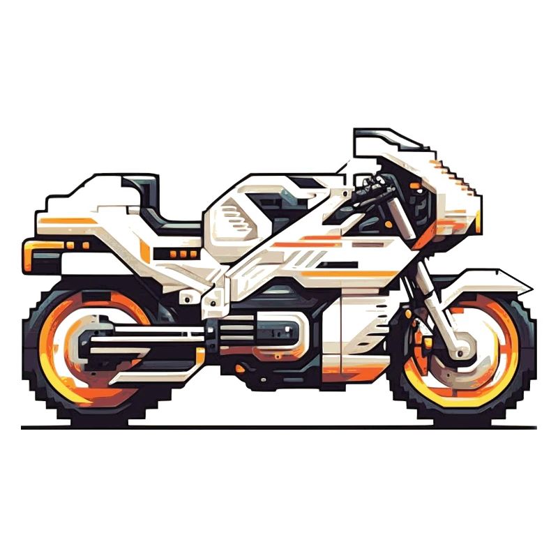 8 bit motorcycle racing machine as vector graphics