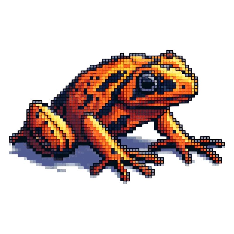 Poison dart frog in cool retro pixel graphics