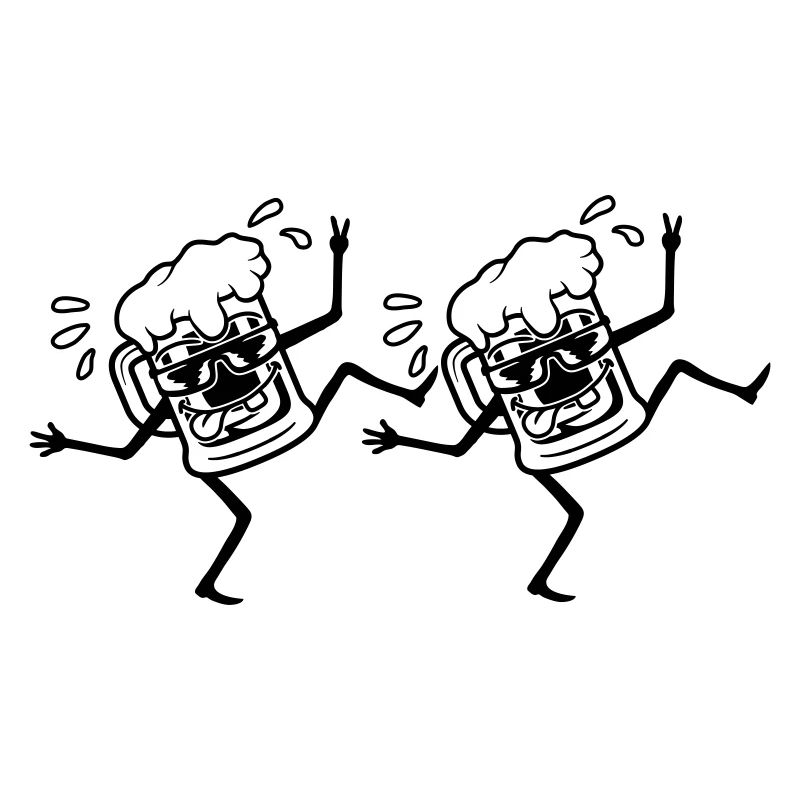 Team dancing party beers