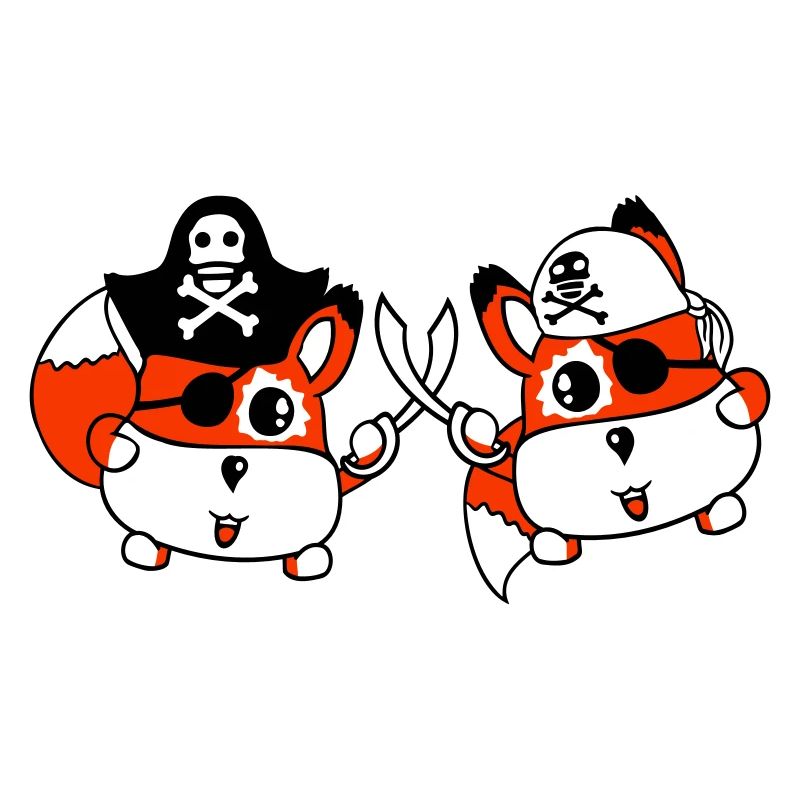 2 petit pirate mignon renards oeil sabre duel