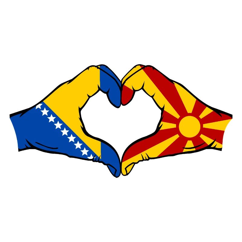 Bosnie Macédoine Drapeau Mains Coeur Forme