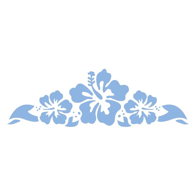 Hibiscus et feuilles - Bleu clair