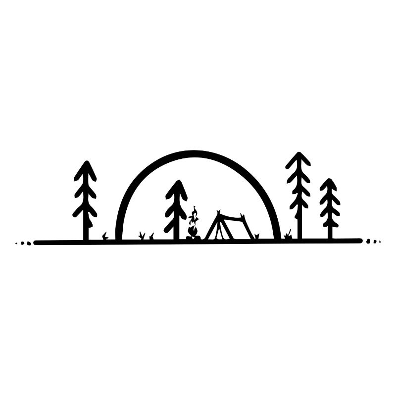 Camping, forêt, feu de camp et lever de soleil