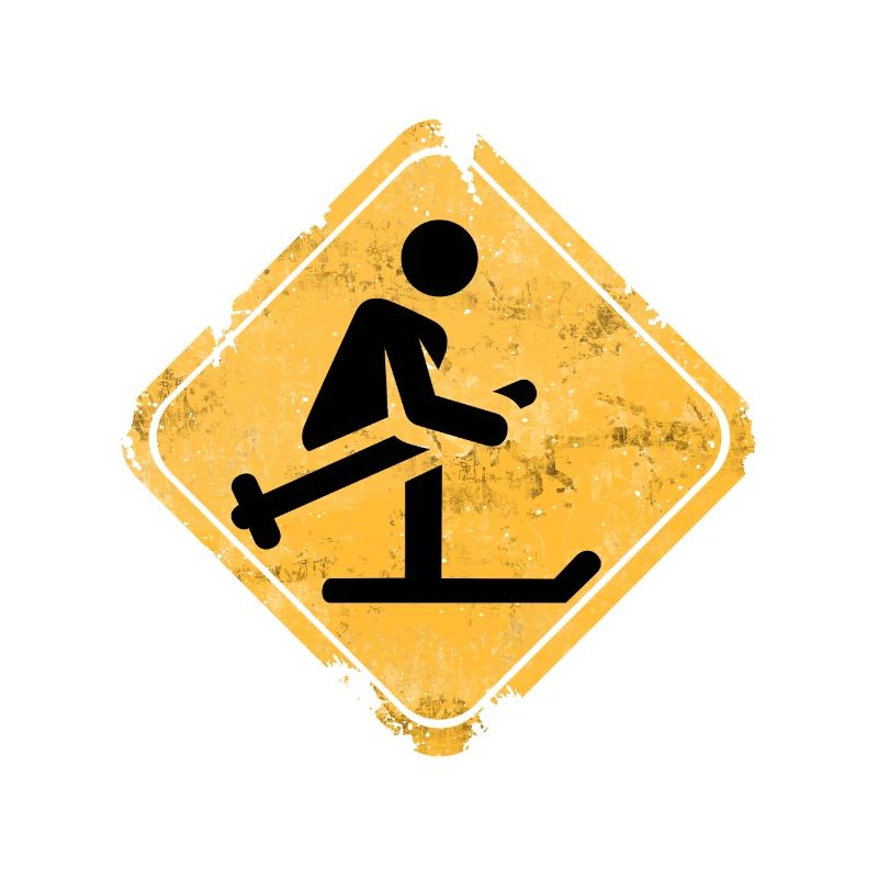 Grunge-Ski-Überquerungswarnschild