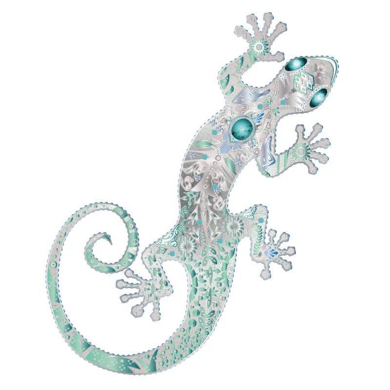 Ethno gecko d’argent et turquoise