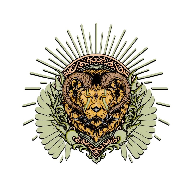 Impressive horned lion