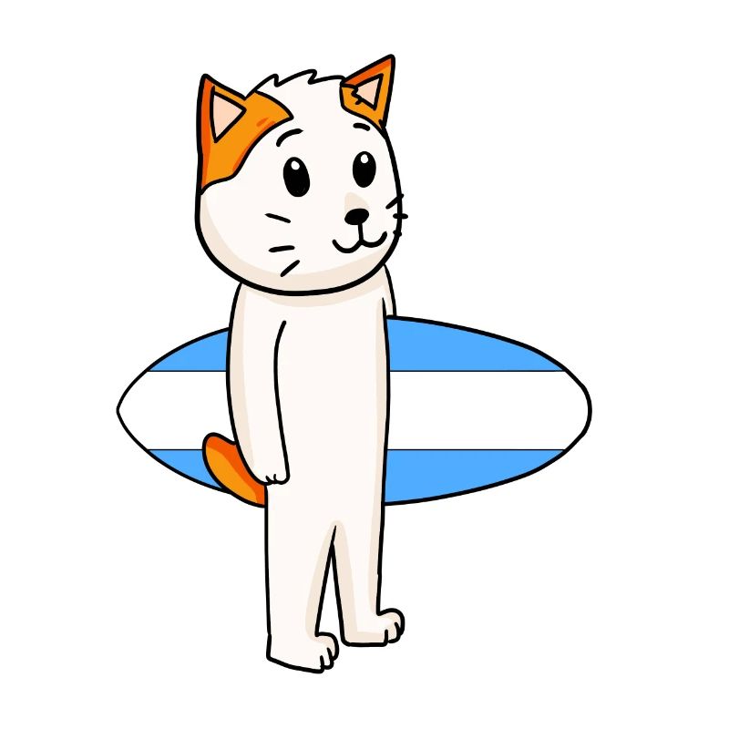 Surfboard Cat Japanese Bobtail Surfing Gift