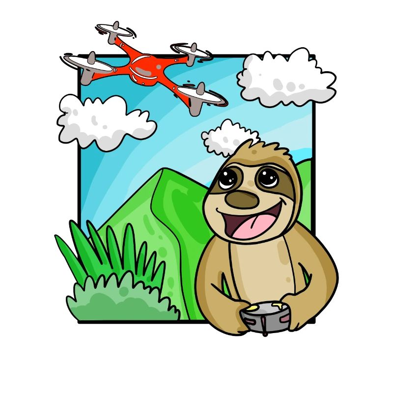 Sloth with Quadcopter - Drone Motif