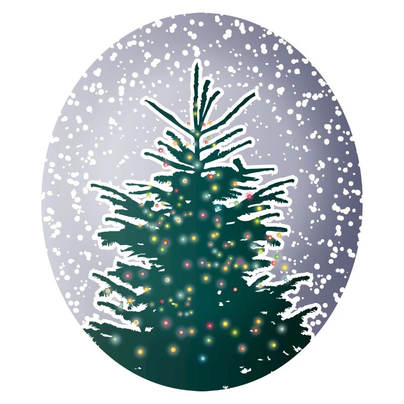 beleuchteter Weihnachtsbaum im Schnee