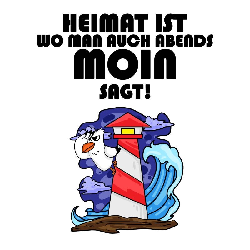 Nordsee Plattdeutsch Spruch Moin Möwe Leuchtturm