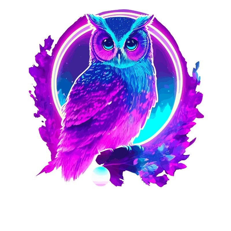 Eule Neon Moon Synthwave