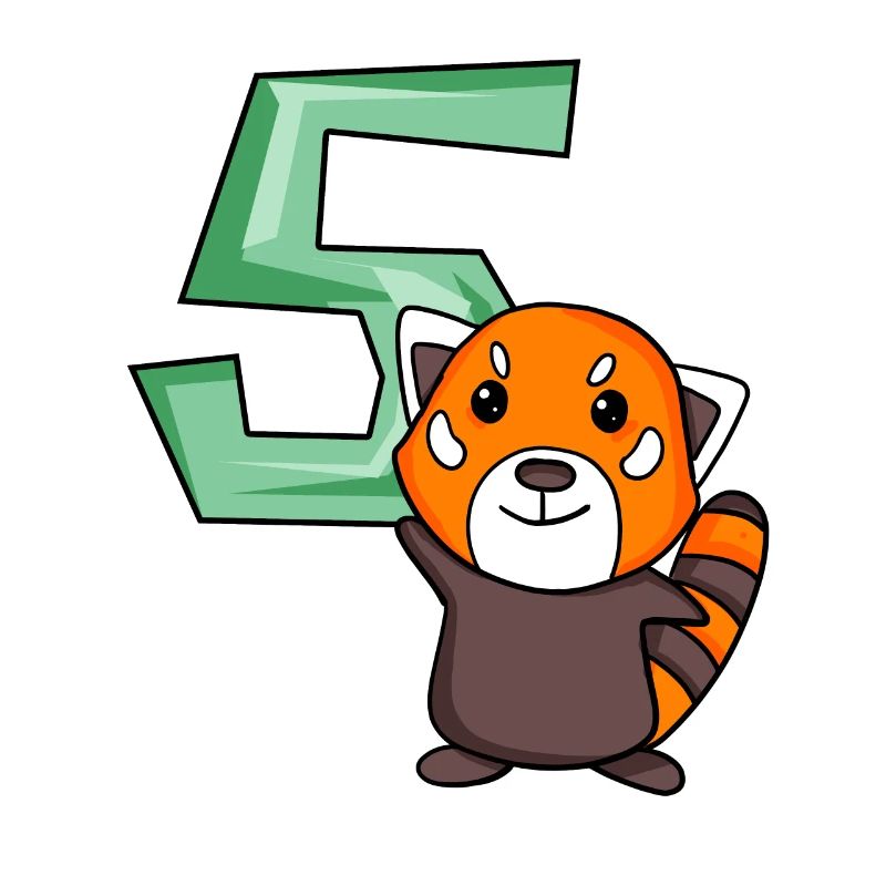 5th Birthday Motif Red Panda - five years old