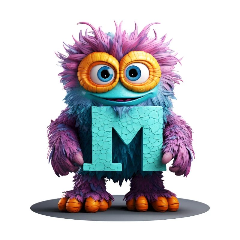Monstre multicolore avec la lettre M
