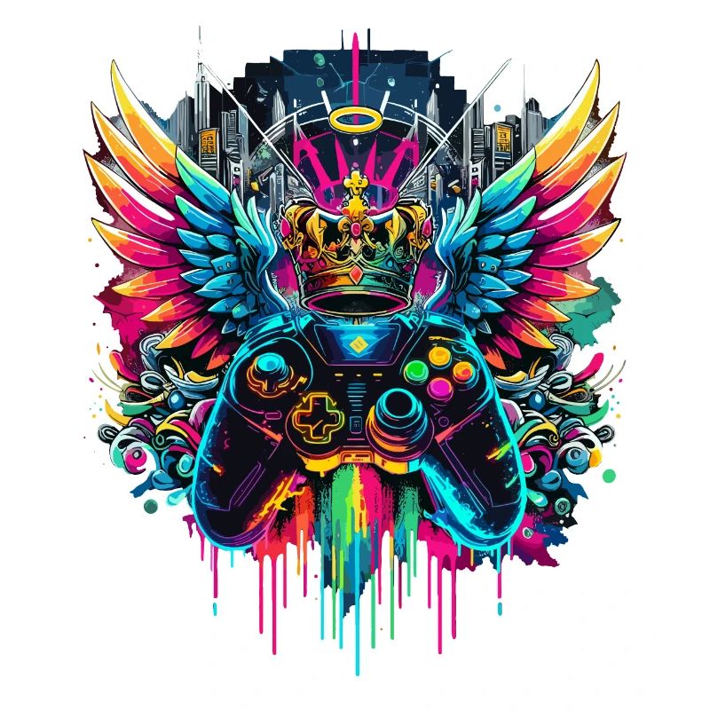 Gaming King Controller Wings Graffiti