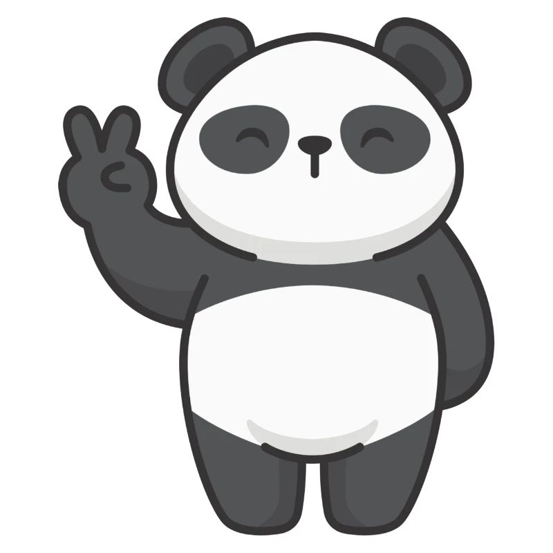 Motiv Panda mit Friedenszeichen Comic