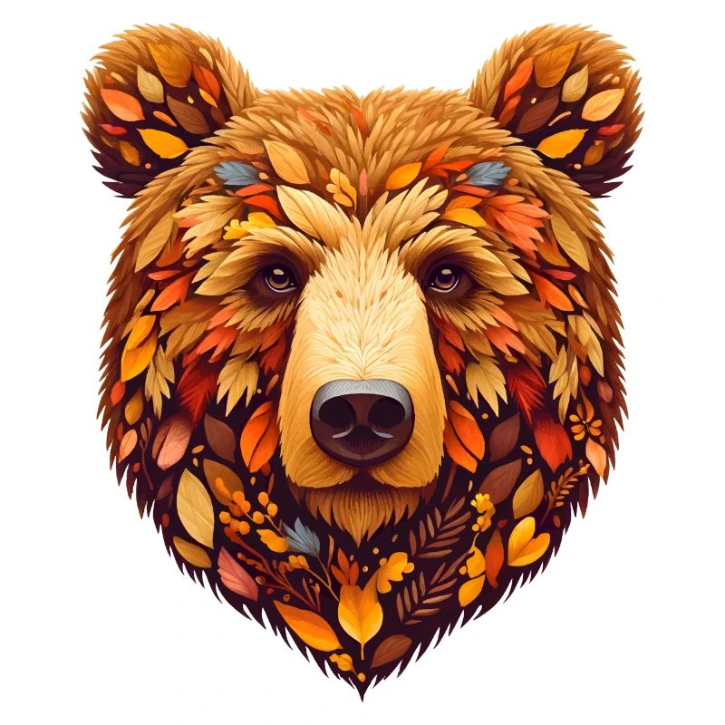 Ours brun, conçu à partir de différentes feuilles