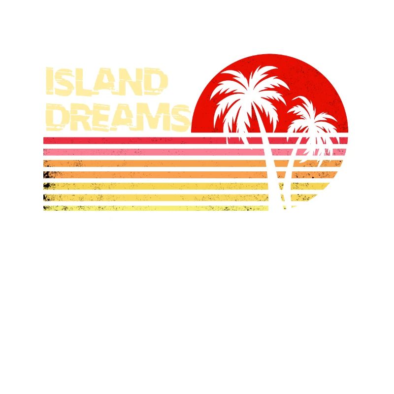 Island Dreams Vintage Sunset Palm Trees Retro Tee