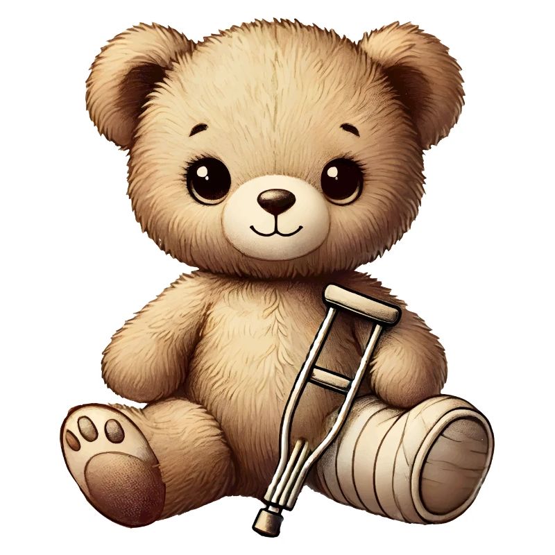 Teddy as a consolation plaster - cuddly toy with a plaster leg
