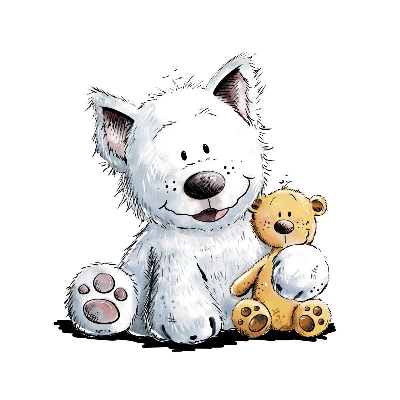 West Highland White Terrier Mit Kuscheltier