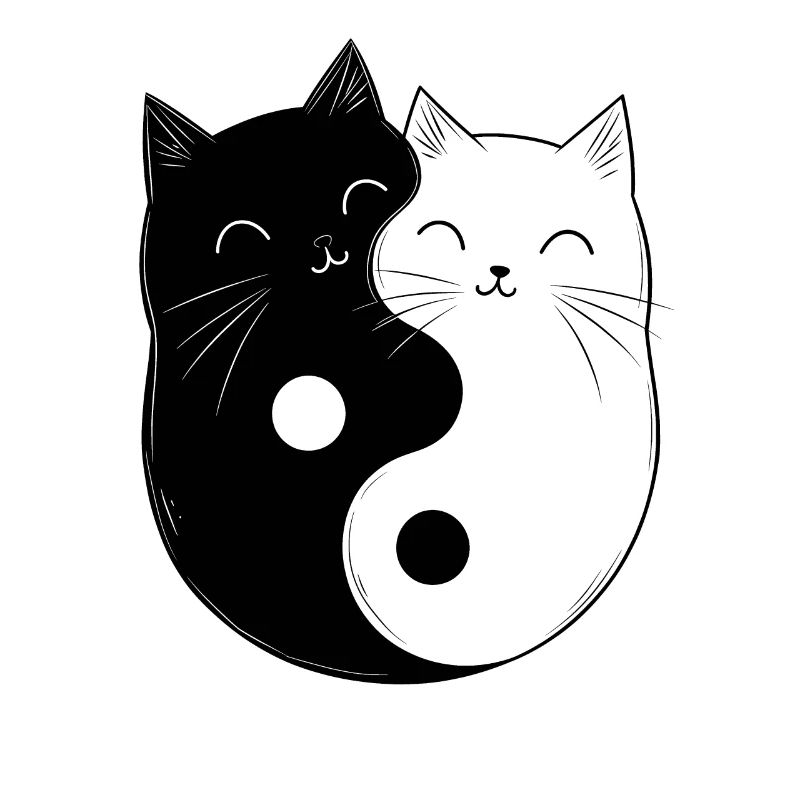 Yin et Yang Chats Chat Propriétaire Bouddhisme Graphique