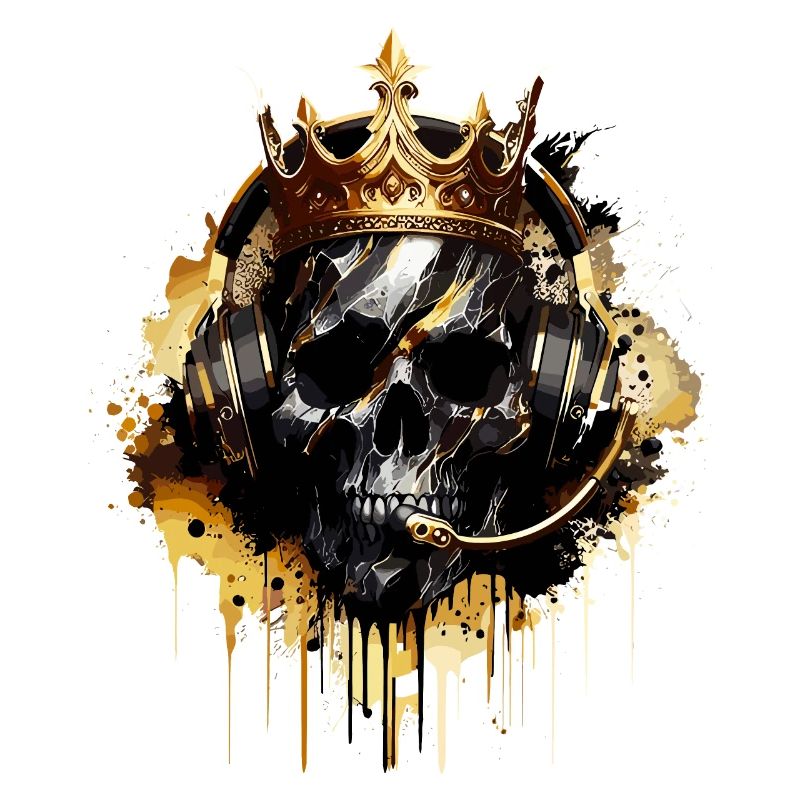 Crâne de jeu doré avec couronne