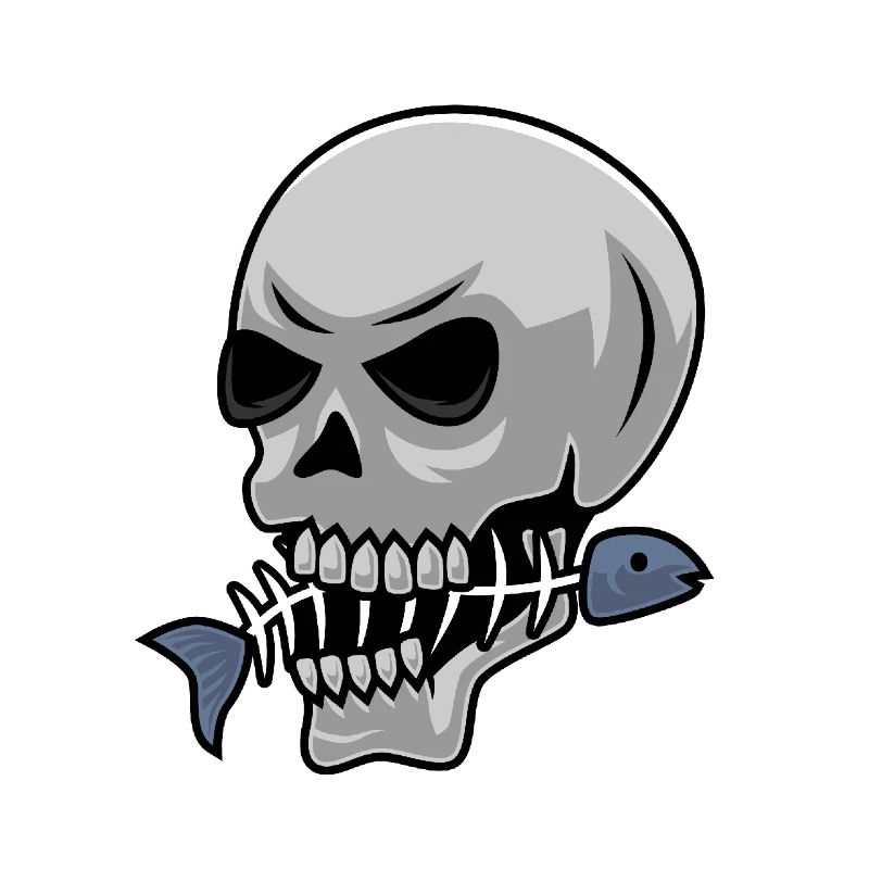 Crâne de pêche avec poisson