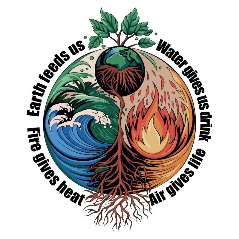 Arbre des Quatre Éléments - Terre, Eau, Feu, Air