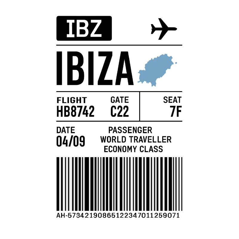 Ibiza Boarding Pass – Flight Ticket Style