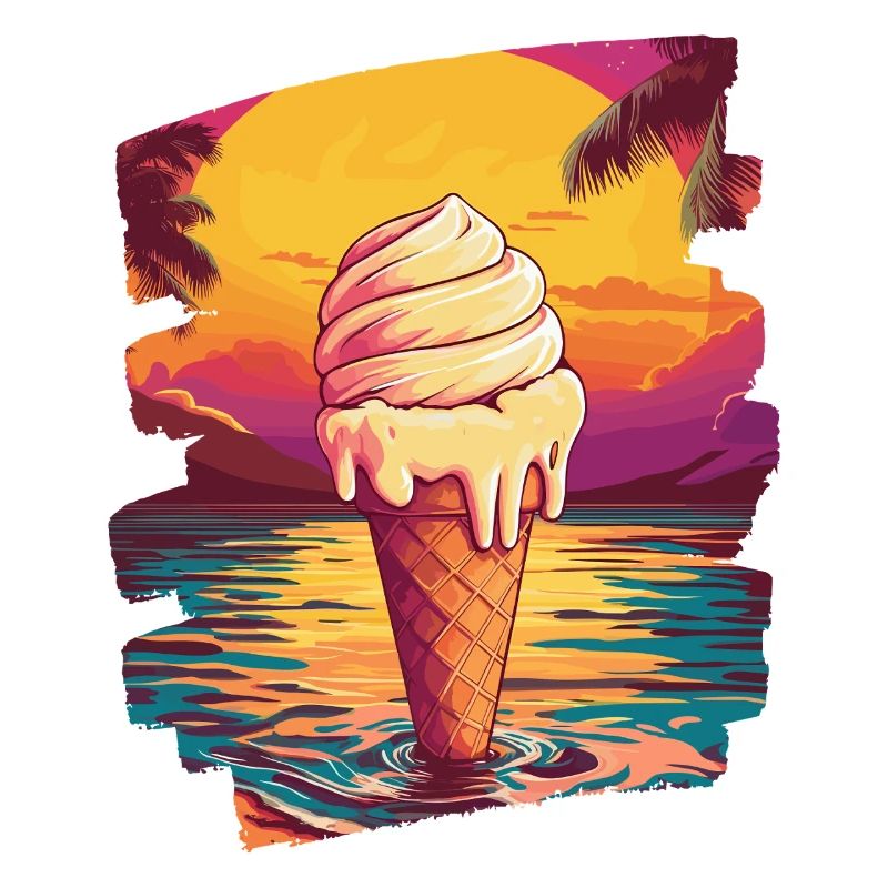 Glace et boule de glace coucher de soleil d’été