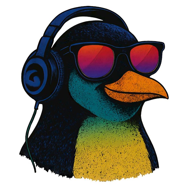 Cooler Pinguin mit Sonnenbrille Musik Kopfhörer