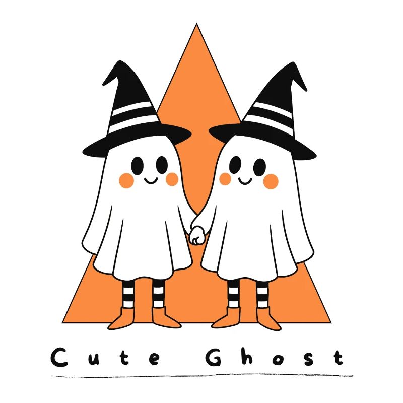 Cute Ghosts with Witch Hat Duo