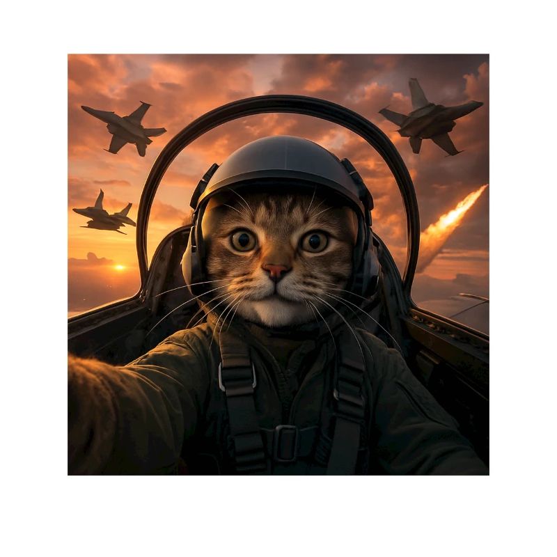 Selfie Squad Cat Funny Fighter Pilot Meme Cat
