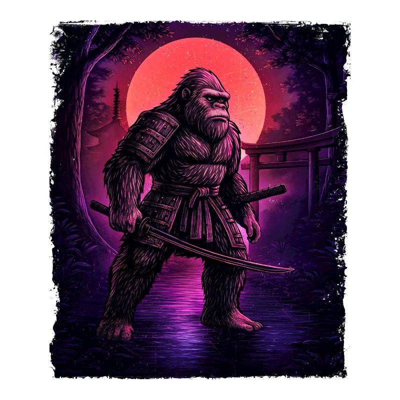 Samurai Bigfoot Cryptid Sasquatch Yeti Hunter