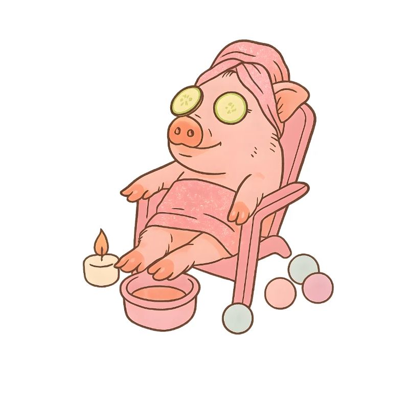 Relaxed Pig in Spa Setting, Love Pigs